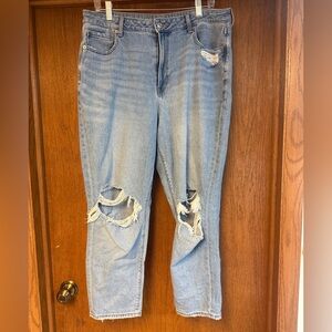 American Eagle Outfitters Light Blue Distressed “Mom” Jeans